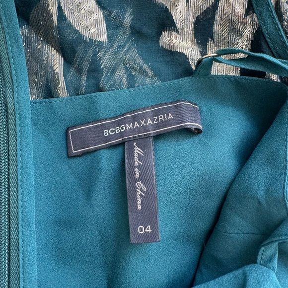 BCBGMaxazria Asymmetric Faux Wrap Dress in Fern Combo - Picture 8 of 8